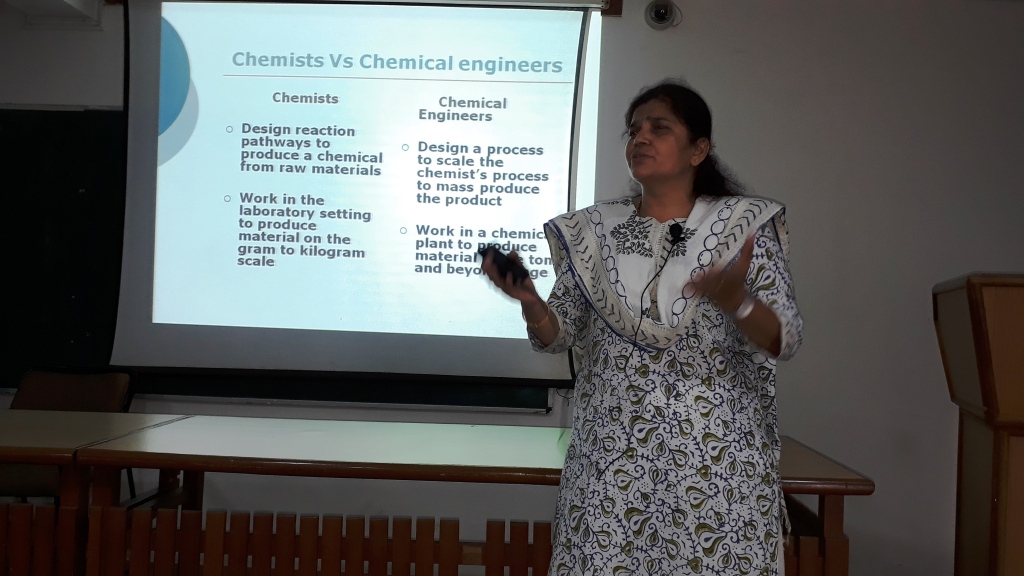  Talk on ‘Chemical Engineering-An Extra Edge for an Industrial Chemist’  by Dr. Tejal Patel, Asso. Prof., G H Patel College of Engineering & Technology, Vallabh Vidyanagar.  		  