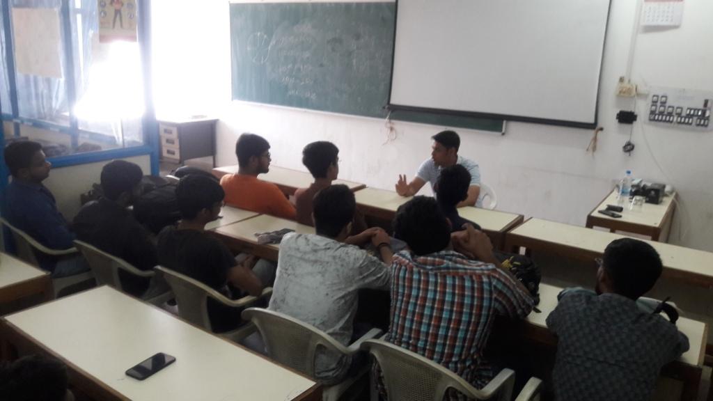 Mr. Abhi Misra Alumni delivering a lecture on TLV -2018 booklet  and its importance.